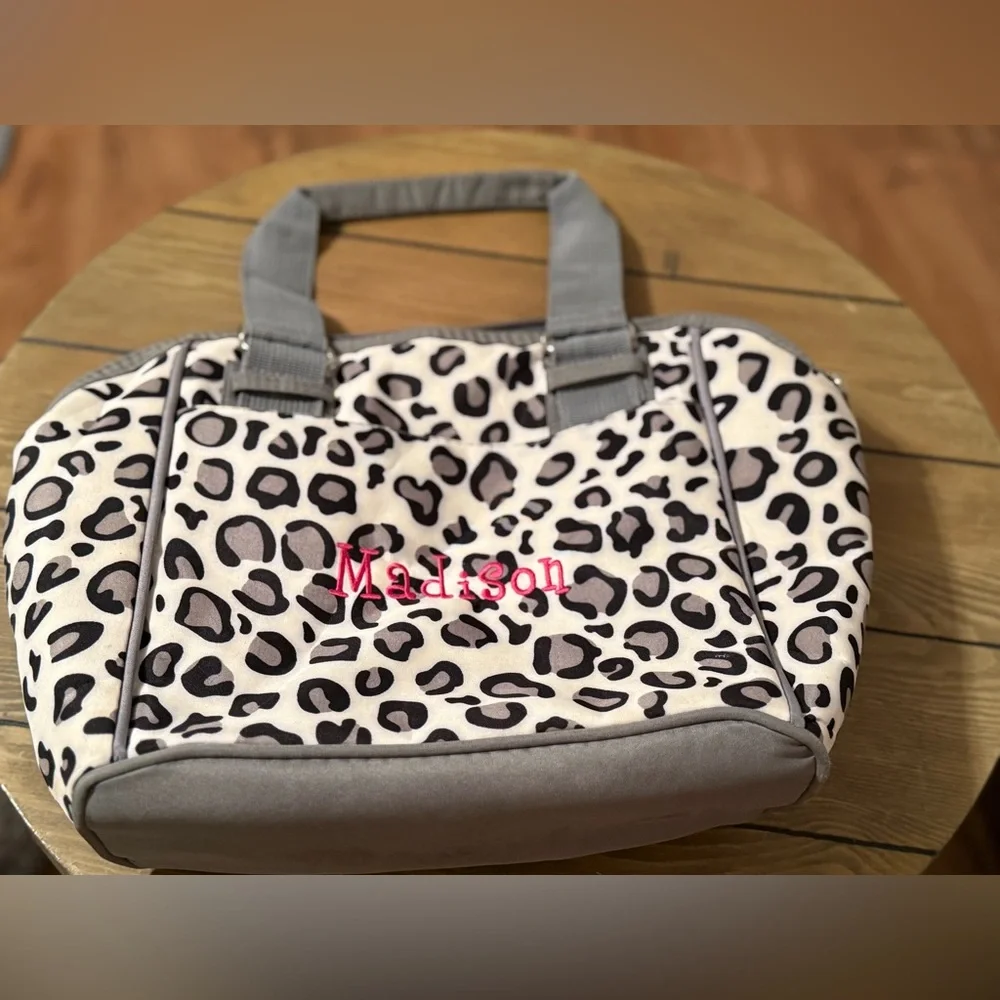 Animal print insulated lunch bag with name “Madison” EUC